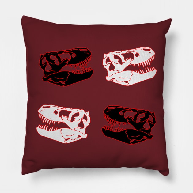 T. rex Skull Black and White Pack Pillow by saradrawspaleo