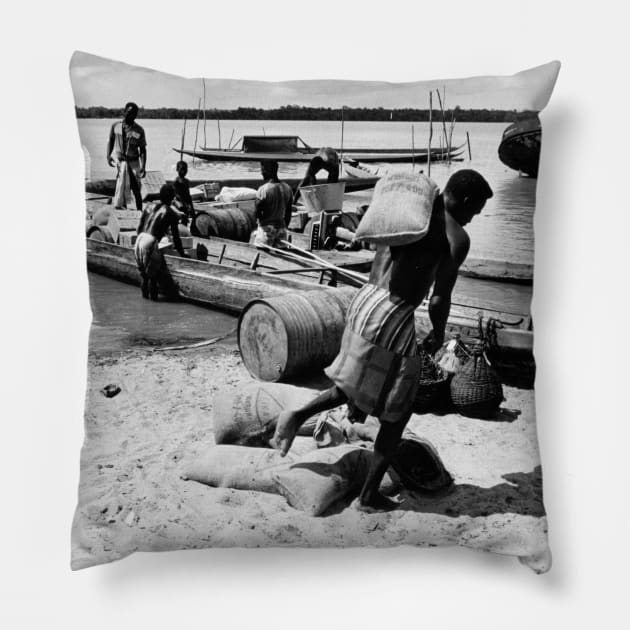 Vintage photo of a Suriname Shore Pillow by In Memory of Jerry Frank