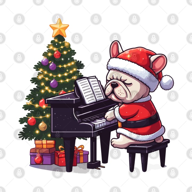 French Bulldog Playing Piano Christmas by Graceful Designs