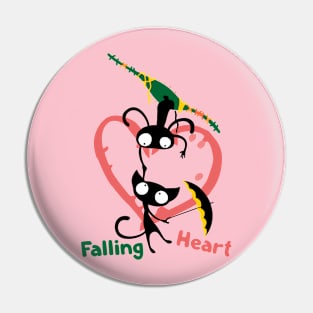 cat falling heart Pin