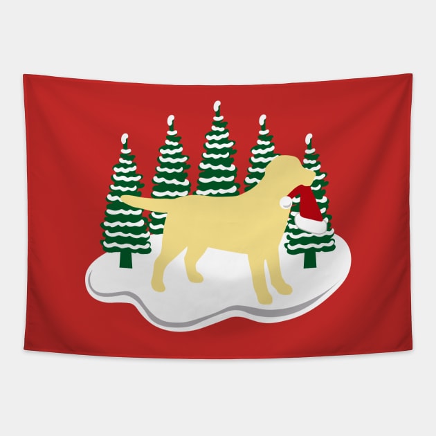 Yellow Labrador Snow and Christmas Tapestry by HappyLabradors