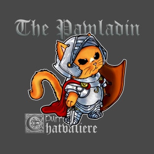 Fantasy Cat in full armor - Pawladin with Red Cape T-Shirt