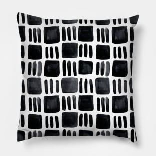 Watercolor abstract squares - black and white Pillow