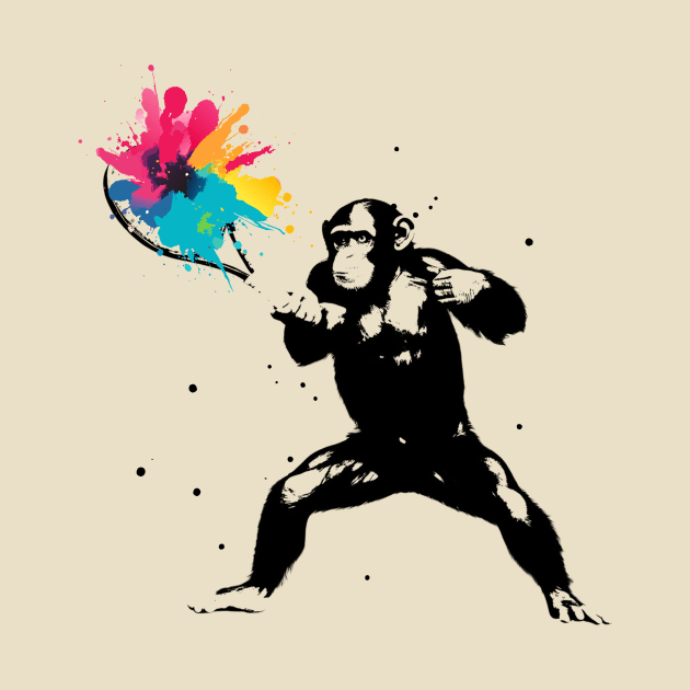 Tennis Chimpanzee Paint Splash by DesignArchitect