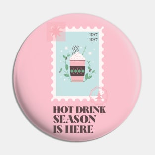 Coffee Lover Happy Holidays Christmas Winter Time Stamp Pin