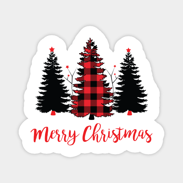 Christmas Red Plaid Trees Magnet by printonmerch