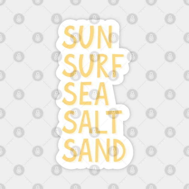 Sun Surf Sea Salt Sand Hand Lettering Magnet by lymancreativeco