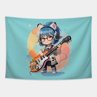 A little girl plays the guitar Tapestry