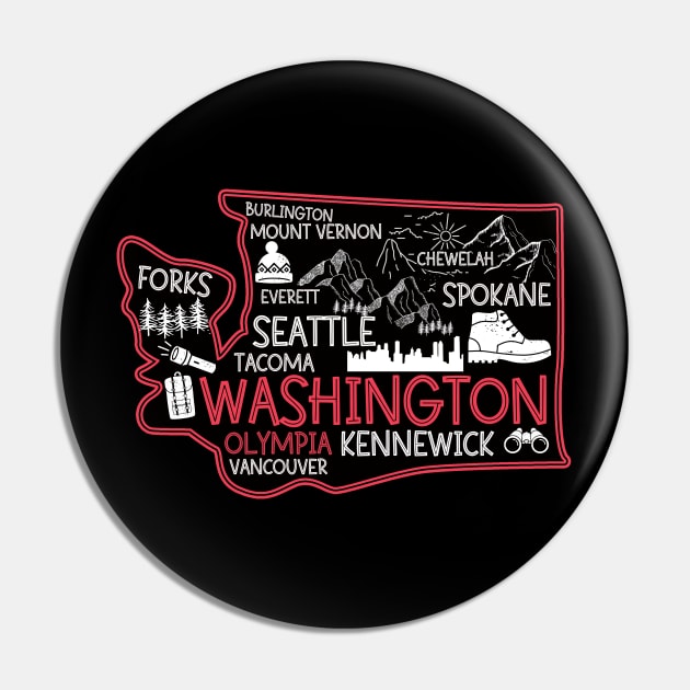 Washington Olympia Cute Map Tacoma Kennewick Forks Spokane cute travel design Pin by BoogieCreates