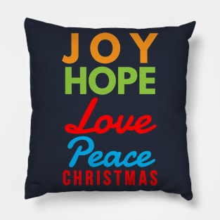 Joy, Hope, Love, Peace, Christmas Pillow