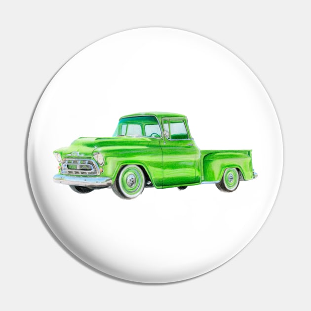 Green Pickup truck Pin by Sandra Warmerdam