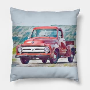 Classic 1953 Ford F100 Pick Up Truck Pillow