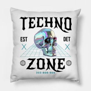 TECHNO - Techno Zone Skull (Black/Blue) Pillow