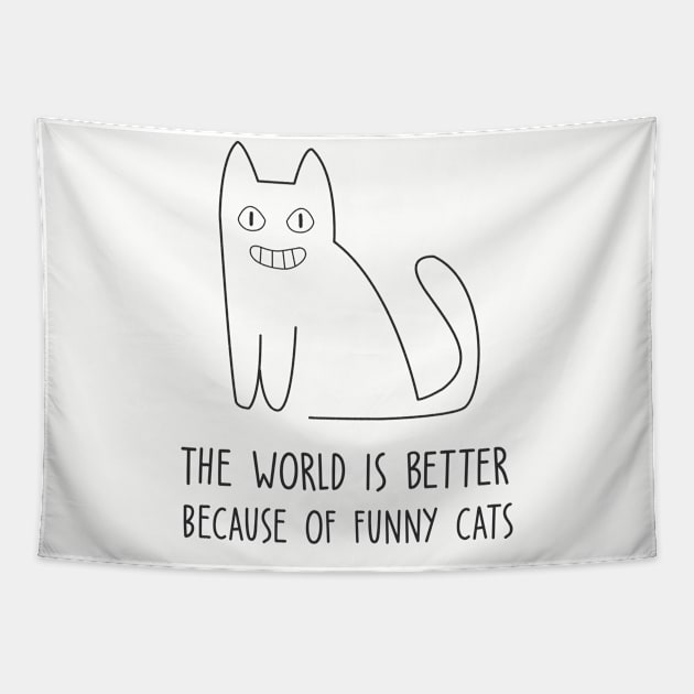 funny cat or cats Tapestry by teemarket