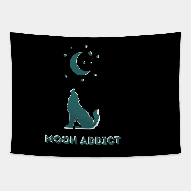 Moon Addict - Howling Wolf Tapestry by SpaceART