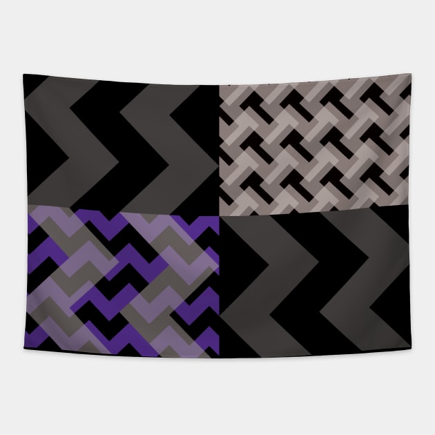 'Ziggy' - in Purple, Lilac and shades of Grey on a Black and Charcoal Grey base Tapestry by sleepingdogprod
