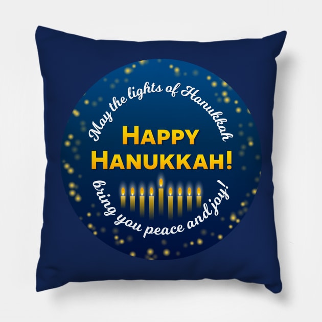 Happy Hanukkah greeting Pillow by Slanapotam