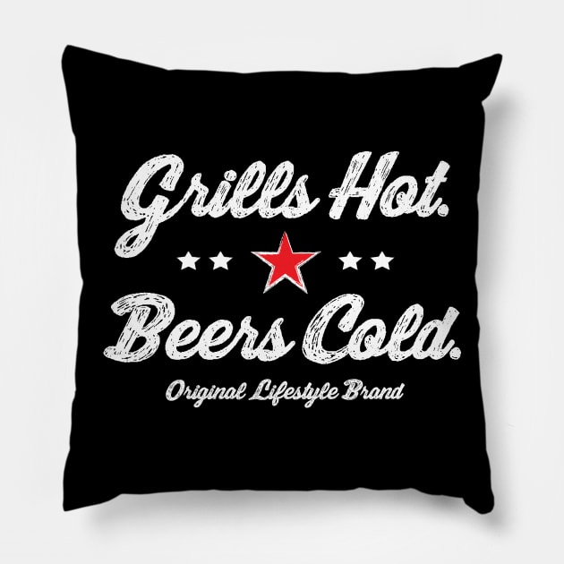 Grills Hot. Beers Cold. : Grill Master Lifestyle Pillow by FOOTBALL IS EVERYTHING