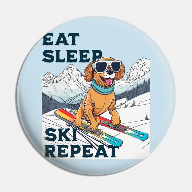 Eat Sleep Ski Repeat Pin by Cheeky BB