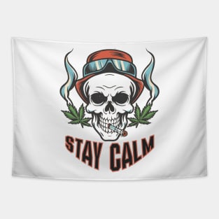 Chill Vibes, Stay Calm Skull Tapestry