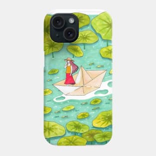 Girl on a paper boat Phone Case