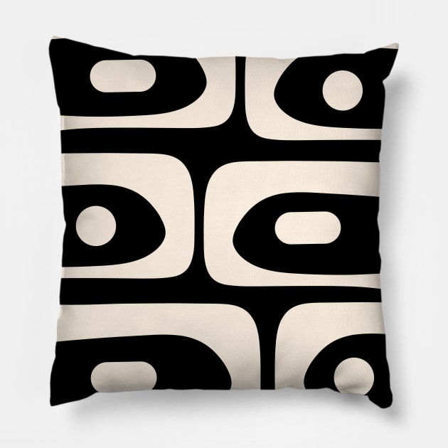 Mid Century Modern Piquet Minimalist Abstract Pattern in Black and Almond Cream Pillow by KierkegaardDesignStudio