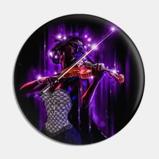 Toon black woman playing violin Pin