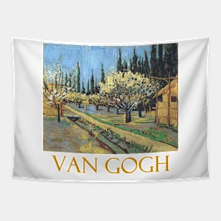 Orchard in Bloom Bordered by Cypresses by Vincent van Gogh Tapestry