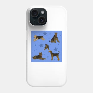 Airedale Terriers Pattern Stars Blue Phone Case