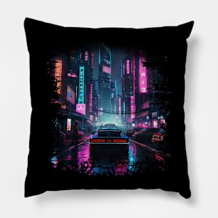 Nightlife Cityscape Pillow