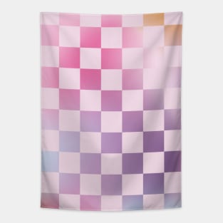 Pink Checkered Pattern, Rainbow Gradient Tapestry