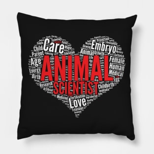 Animal Scientist Heart Shape Word Cloud Design graphic Pillow