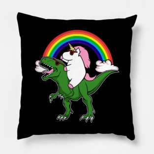 Unicorn Riding Dinosaur T Shirt T rex Kids Girls Pillow