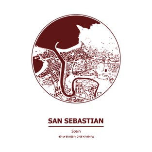 San Sebastian city map coordinates T-Shirt