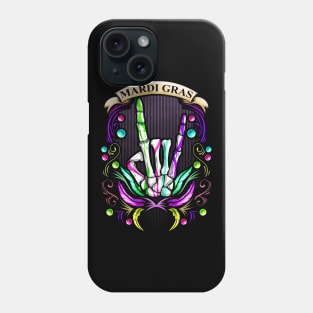 Rocking Skeleton Hand Showing Sign Of The Horns Mardi Gras Phone Case