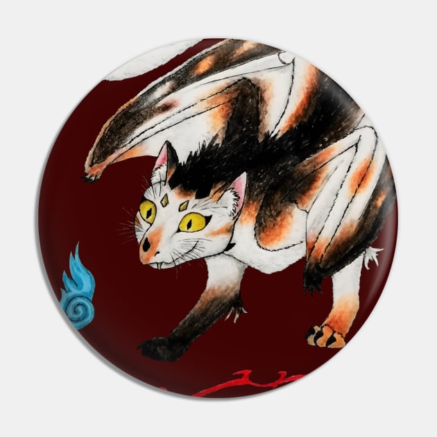 Nekomata Dragon Yokai Pin by Lycoris ArtSpark