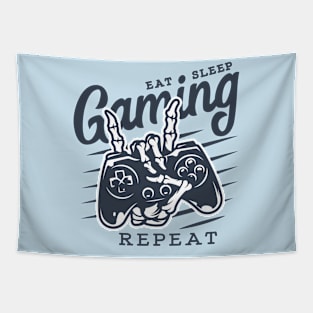 Eat Sleep Gaming Repeat skull Old School Gamer console Tapestry