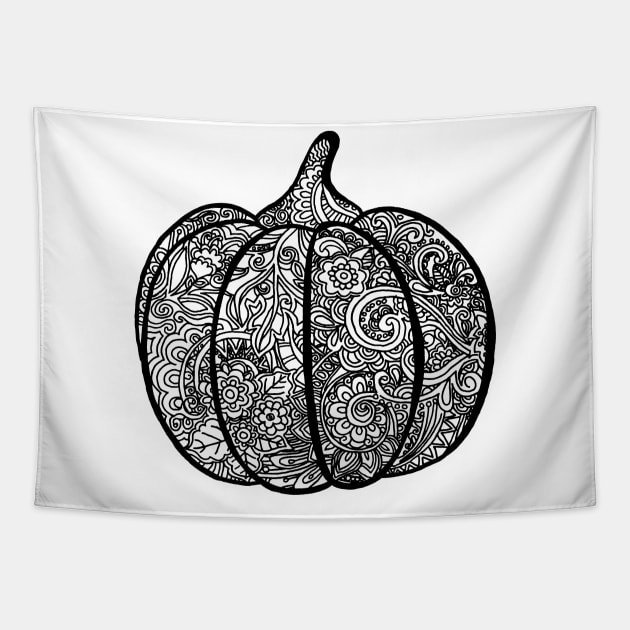 Pumpkin Zentangle Tapestry by ElviraDraat