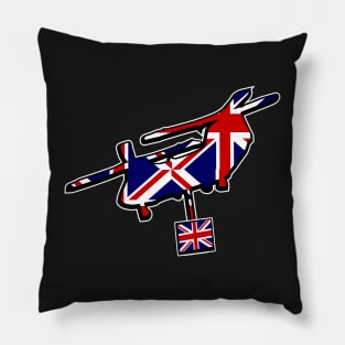 Lifting CH-47 Chinook Helicopter UK British Flag Pillow