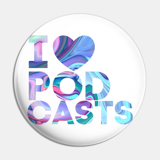 I Heart Podcasts Purple Marble Pin by TalkingFishPodcasts