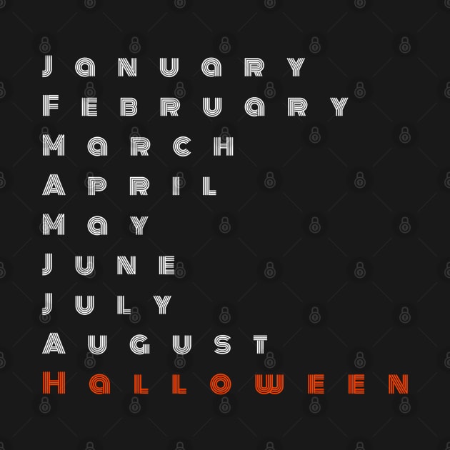 Funny August Halloween Minimalist Calendar Months Of The Year October Missing by faiiryliite