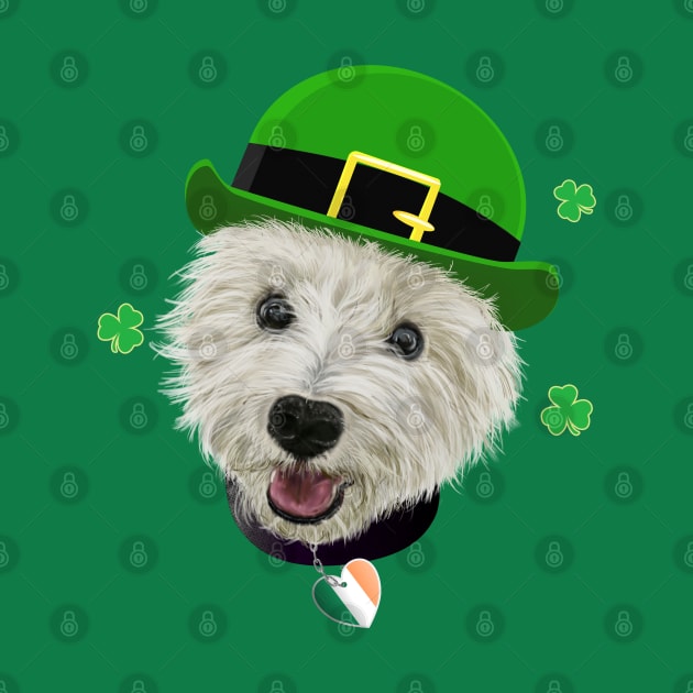 Westie Dog Saint Patrick's Day Irish Flag And Shamrocks by brodyquixote