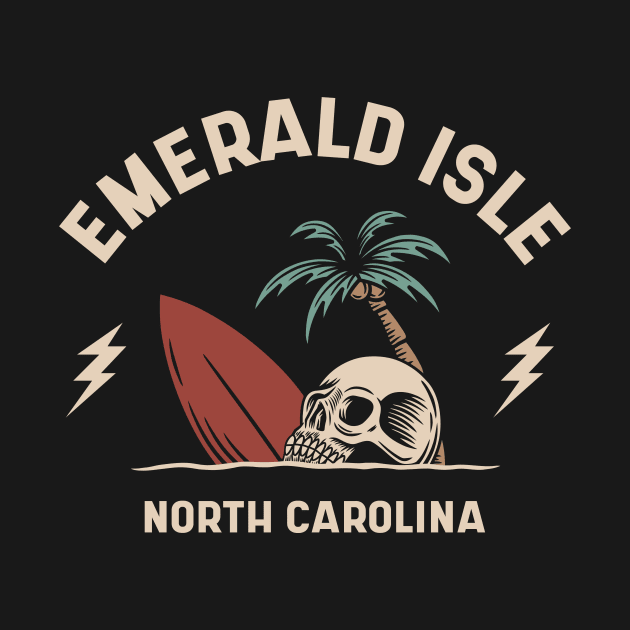 Vintage Surfing Emerald Isle North Carolina // Retro Surf Skull by Now Boarding