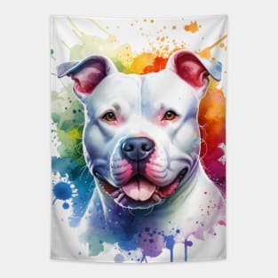 White Pitbull American Staffordshire Terrier Bully Dog Artwork Tapestry