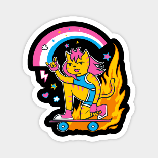 Very Cool Skater Cat Girl Magnet