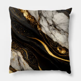 Black and Gold Marble Pillow