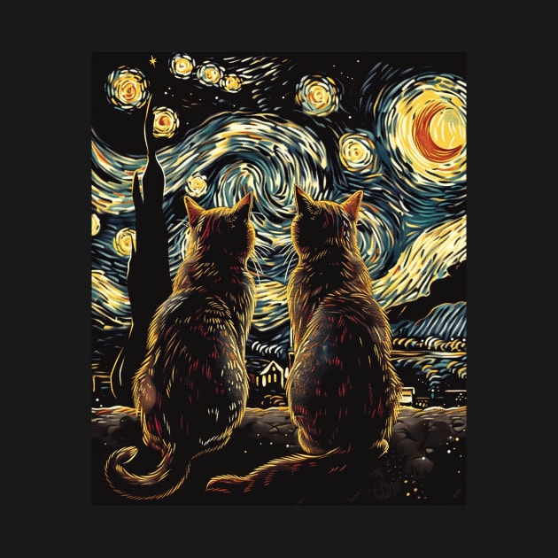 Cat Starry Night Luminescence by xXYazzyChanArtsXx