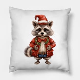 Santa Raccoon Pillow