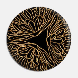 Golden round flower line artwork collection on black Pin