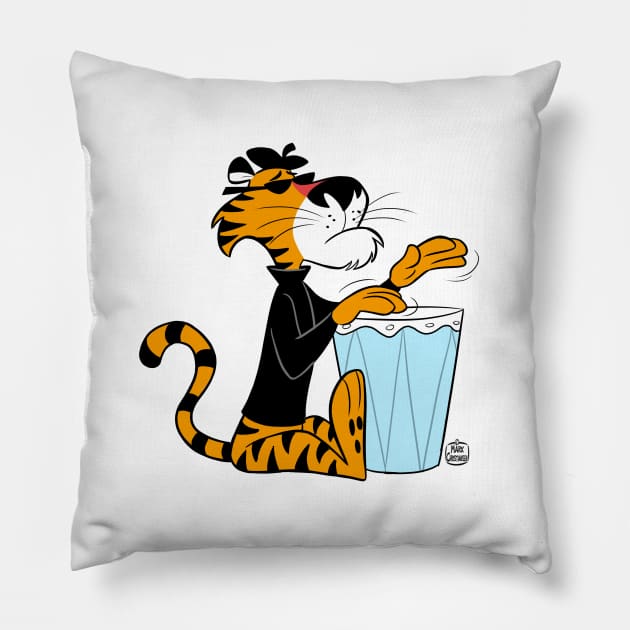 Beatnik Tiger Cartoon Pillow by markscartoonart62